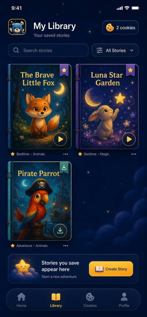 StoryTime Library screen preview